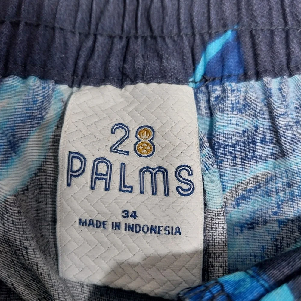 28 Palms Mens‎ Swim Trunks Tropical Palm Print Board Shorts 34 Blue Aqua